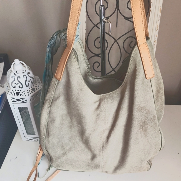 Lucky Brand Idah Suede Hobo Sage Green - Picture 2 of 10